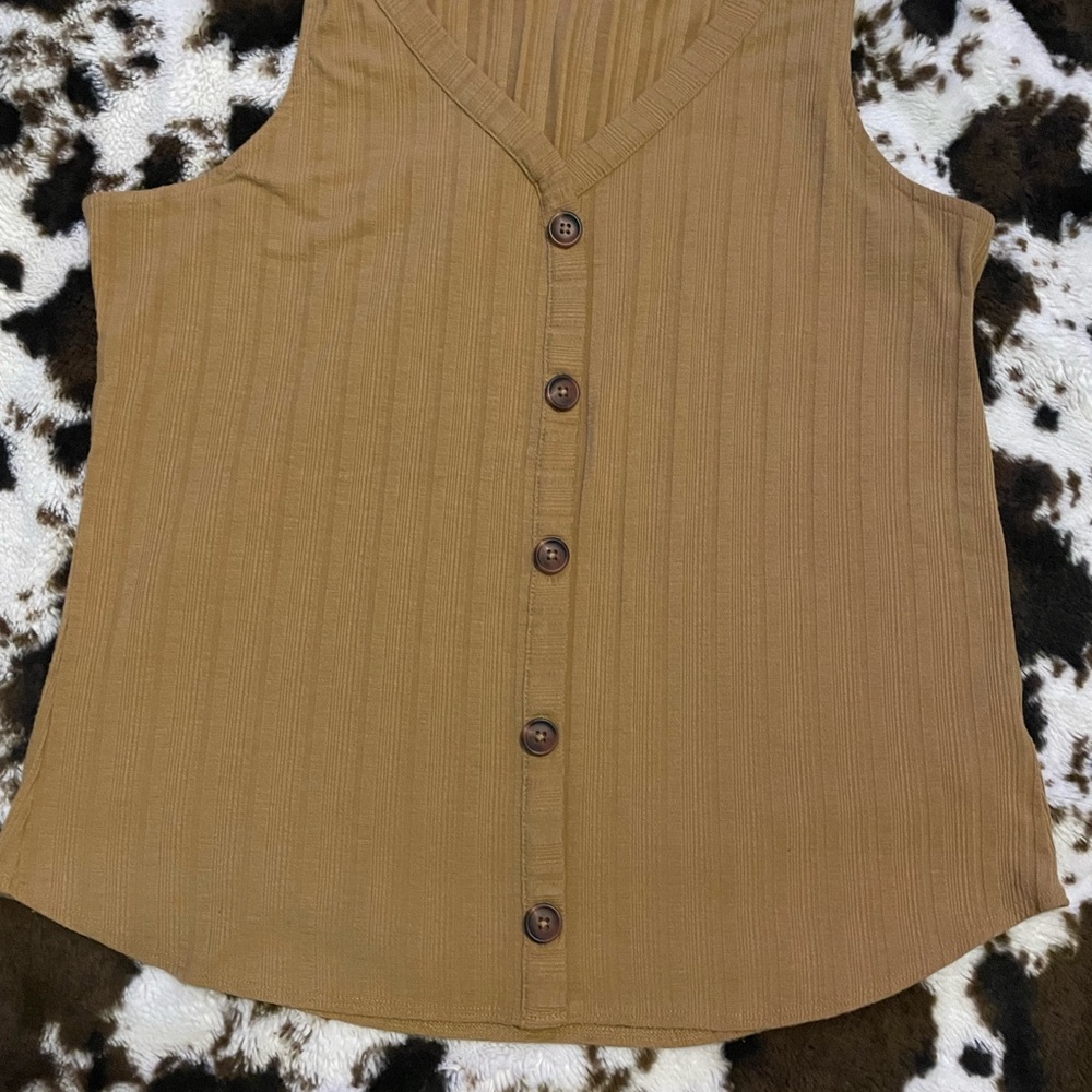 Maurices Burnt Orange or Mustard Button-Down Sleeveless Top